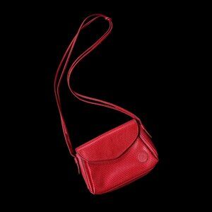 Vintage Red Liz Claiborne Purse Triangle Logo Shoulder Crossbody Bag Korea 1983